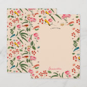 Hand getrokken Bloemen Vogels Bijen Botanische Pat Notitiekaartje (Voorkant / Achterkant)
