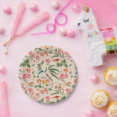 Hand getrokken Bloemen Vogels Bijen Botanische Pat Papieren Bordje (Feest)