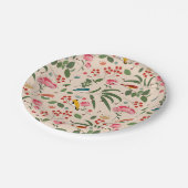 Hand getrokken Bloemen Vogels Bijen Botanische Pat Papieren Bordje (Gekanteld)