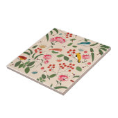 Hand getrokken Bloemen Vogels Bijen Botanische Pat Tegeltje (Zijkant)