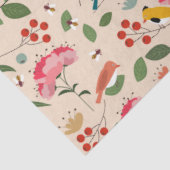 Hand getrokken Bloemen Vogels Bijen Botanische Pat Tissuepapier (Detail)