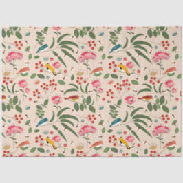 Hand getrokken Bloemen Vogels Bijen Botanische Pat Tissuepapier