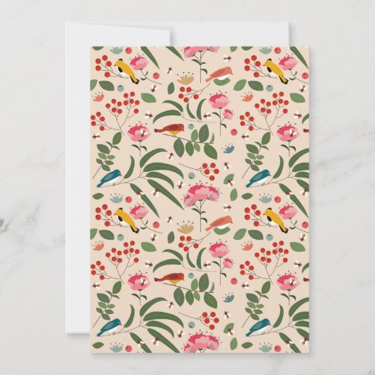 Hand getrokken Bloemen Vogels Bijen Botanische Ver Kaart (Achterkant)