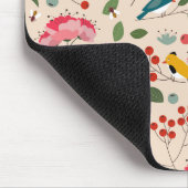 Hand getrokken Bloemen Vogels Bijen Patroon Muismat (Hoek)