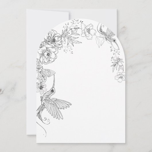 Hand getrokken Bloemen Vogels Botanische bruiloft Kaart (Achterkant)