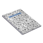 Hand getrokken Bloemen Wit Zwart Patroon & Blauwe  Notitieboek (Rechterzijde)