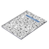 Hand getrokken Bloemen Wit Zwart Patroon & Blauwe  Notitieboek (Linkerzijde)