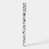 Hand getrokken Bloemen Wit Zwart Patroon en Monogr iPhone Hoesje (Rechterkant)