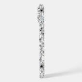 Hand getrokken Bloemen Wit Zwart Patroon en Monogr iPhone Hoesje (Linkerkant)