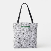 Hand getrokken Bloemen Wit Zwart Patroon & Groene  Tote Bag (Achterkant)