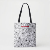 Hand getrokken Bloemen Wit Zwart Patroon & Rode Na Tote Bag (Voorkant)
