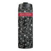 Hand getrokken Bloemen Zwart Wit Patroon & Rode Na Thermosbeker (Voorkant)