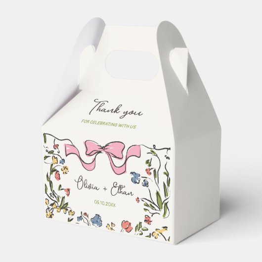 Hand getrokken bloemenboog bruiloft bedankdoosjes (Voorkant Zijde)