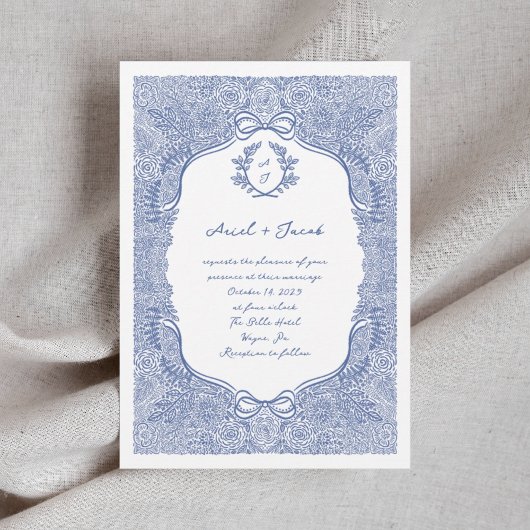 Hand getrokken bloemenboog bruiloft kaart