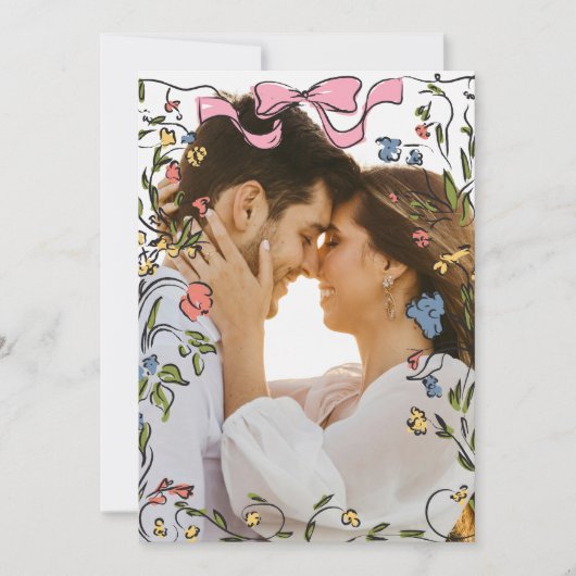 Hand getrokken bloemenboog bruiloft save the date (Voorkant)