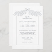 Hand getrokken bloemenboog Lijst grijs bruiloft Kaart (Voorkant / Achterkant)