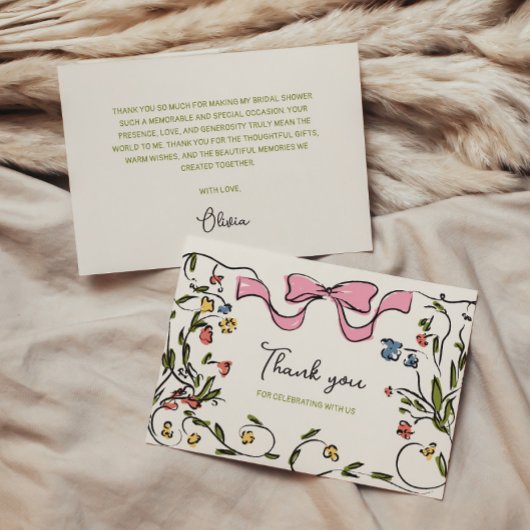 Hand getrokken bloemenboog Vrijgezellenfeest Bedankkaart