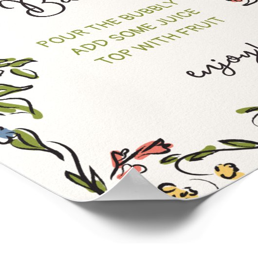 Hand getrokken bloemenboog Vrijgezellenfeest Mimos Poster (Hoek)