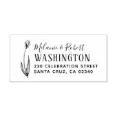 Hand getrokken bloemenbruiloft retouradres rubberstempel (Afrduk)