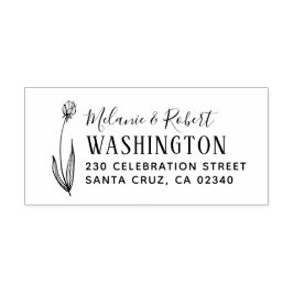 Hand getrokken bloemenbruiloft retouradres rubberstempel