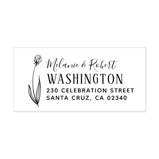 Hand getrokken bloemenbruiloft retouradres rubberstempel (Afrduk)