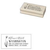 Hand getrokken bloemenbruiloft retouradres rubberstempel (Gestempeld)