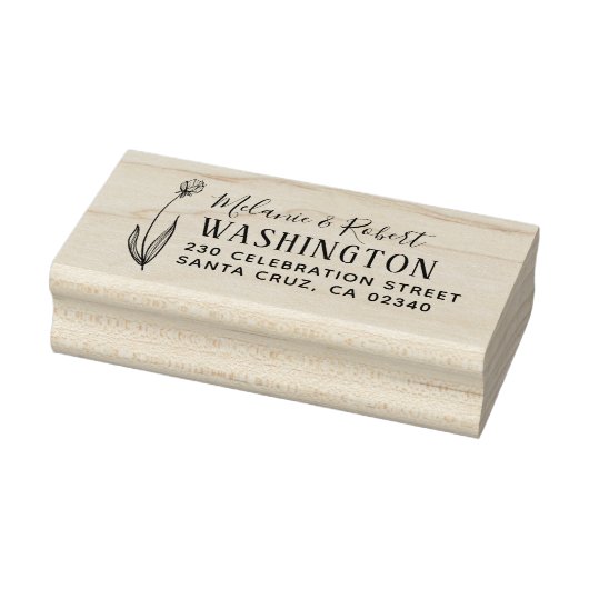 Hand getrokken bloemenbruiloft retouradres rubberstempel (Stempel)