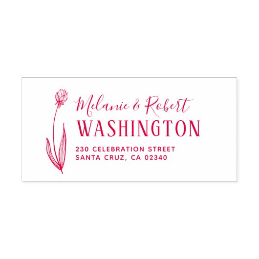 Hand getrokken bloemenbruiloft retouradres zelfinktende stempel (Design)