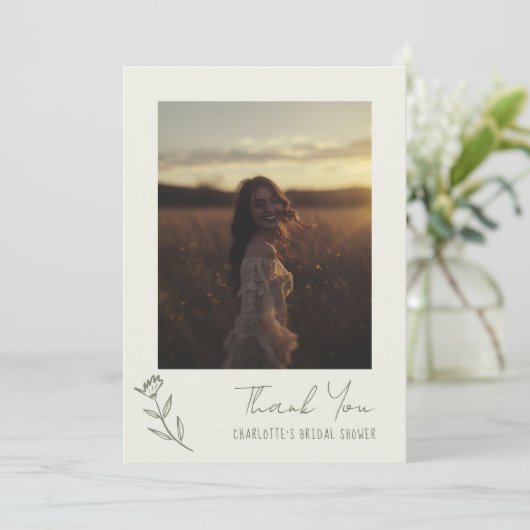 Hand getrokken bloemengroen grillig Vrijgezellenfe Bedankkaart (Staand voorkant)