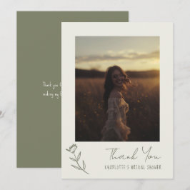 Hand getrokken bloemengroen grillig Vrijgezellenfe Bedankkaart