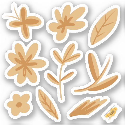 Hand getrokken bloemenherfstvibes sticker (Voorkant)