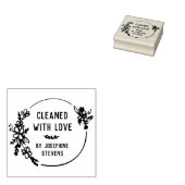 Hand getrokken bloemenkrans gereinigd met liefde rubberstempel (Gestempeld)
