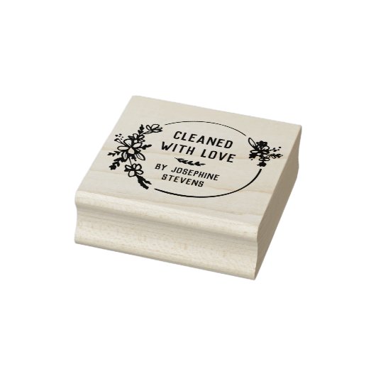 Hand getrokken bloemenkrans gereinigd met liefde rubberstempel (Stempel)