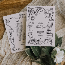 Hand getrokken Bloemenmeisje voorstel Kaart