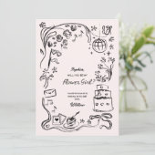 Hand getrokken Bloemenmeisje voorstel Kaart (Staand voorkant)