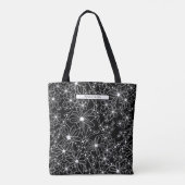 Hand getrokken bloemenpatroon met naam zwart & wit tote bag (Achterkant)
