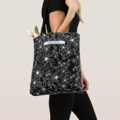 Hand getrokken bloemenpatroon met naam zwart & wit tote bag (Dichtbij)