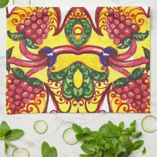 Hand getrokken: bloemensierlijke elegantie. theedoek (Gevouwen)