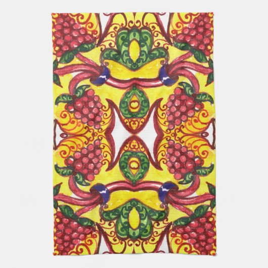 Hand getrokken: bloemensierlijke elegantie. theedoek (Verticaal)