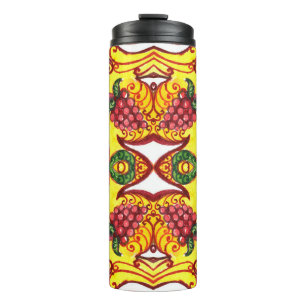 Hand getrokken: bloemensierlijke elegantie. thermosbeker