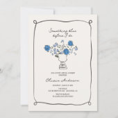 Hand getrokken bloemenurn iets blauw Vrijgezellenf Kaart (Voorkant)