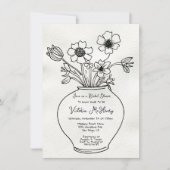 Hand getrokken bloemenvaas Vrijgezellenfeest Kaart (Voorkant)