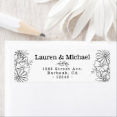 Hand getrokken bloemenzijrand Adresetiketten Etiket (Insitu)