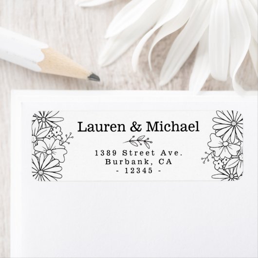 Hand getrokken bloemenzijrand Adresetiketten Etiket (Insitu)