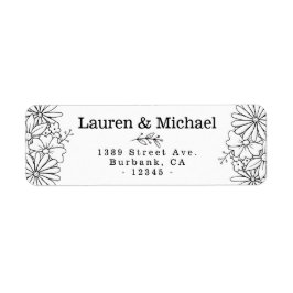 Hand getrokken bloemenzijrand Adresetiketten Etiket