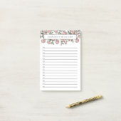 Hand getrokken blos roze bloemen te doen lijst post-it® notes (Op bureau)