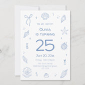 Hand getrokken Blue Beach verjaardagsfeestje Kaart (Voorkant)