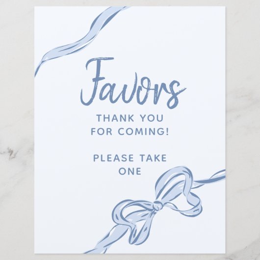 Hand getrokken Blue Bow Boy Baby shower begunstigt (Voorkant)