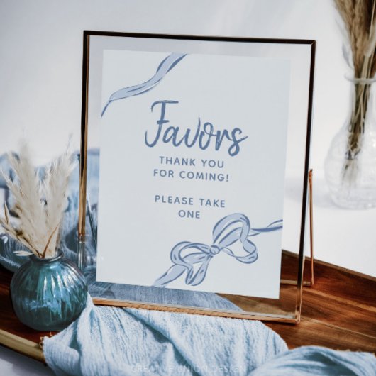 Hand getrokken Blue Bow Boy Baby shower begunstigt