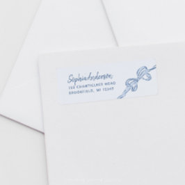 Hand getrokken Blue Bow Boy Baby shower Etiket